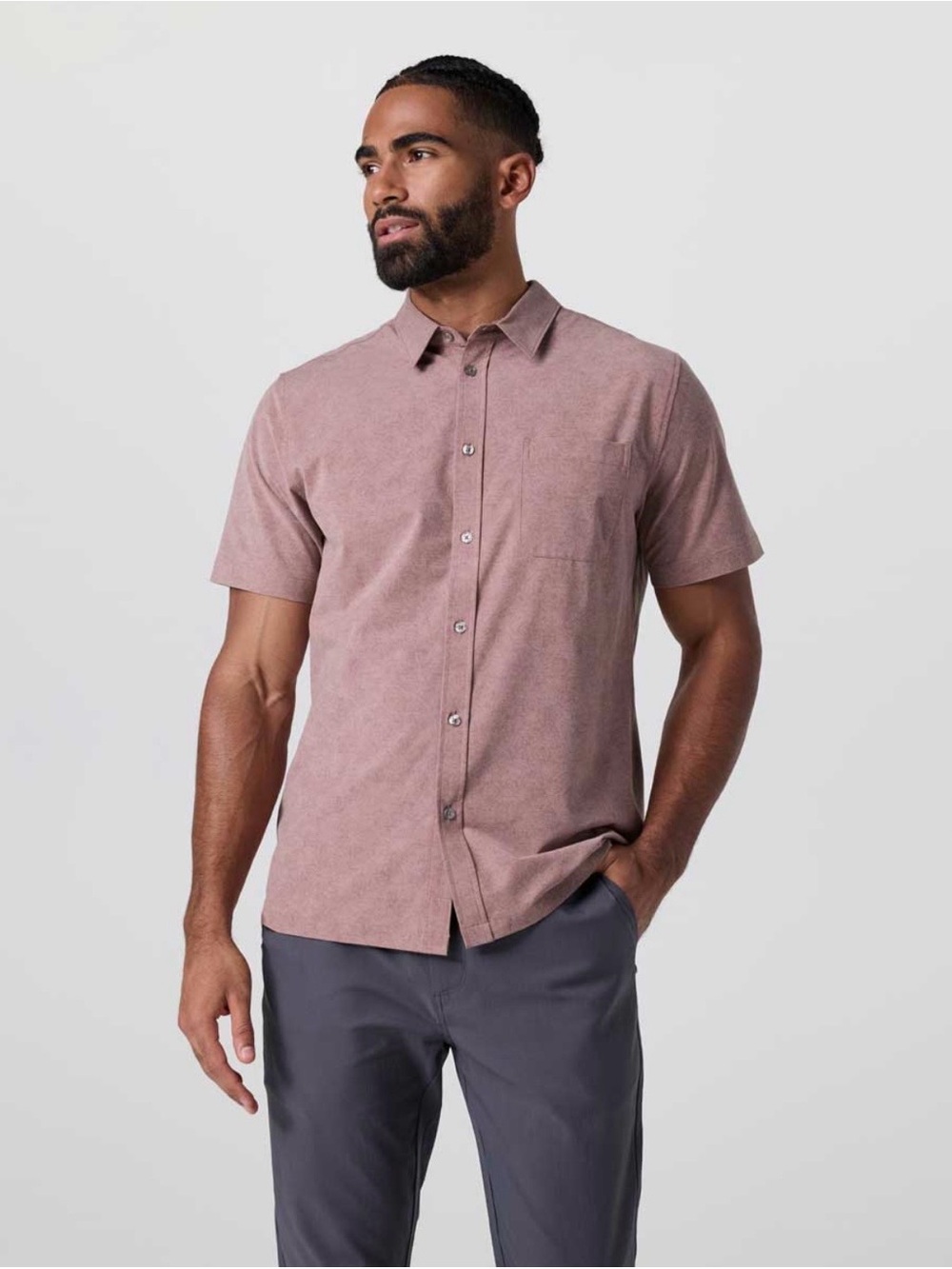 Mens Vuori Bridge Button Down Pattern Shirt Short Sleeve Athleisure Size Large